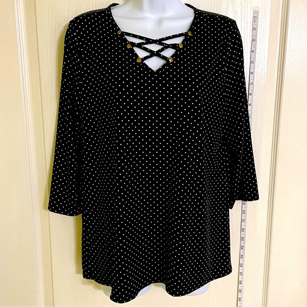 Robert Lewis Black with White Polka Dots Top